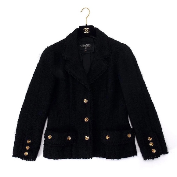 Chanel Vintage Black Tweed Blazer Size 40 - Picture 1 of 9
